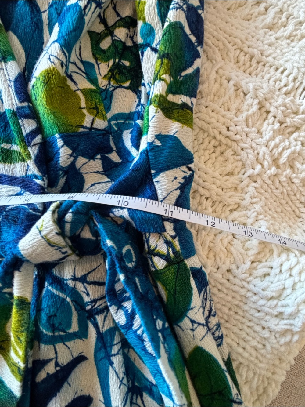 Vintage Hawaiian Sleeveless Floral Wrap Mini Dress in Blue & Green - Picture 5 of 7